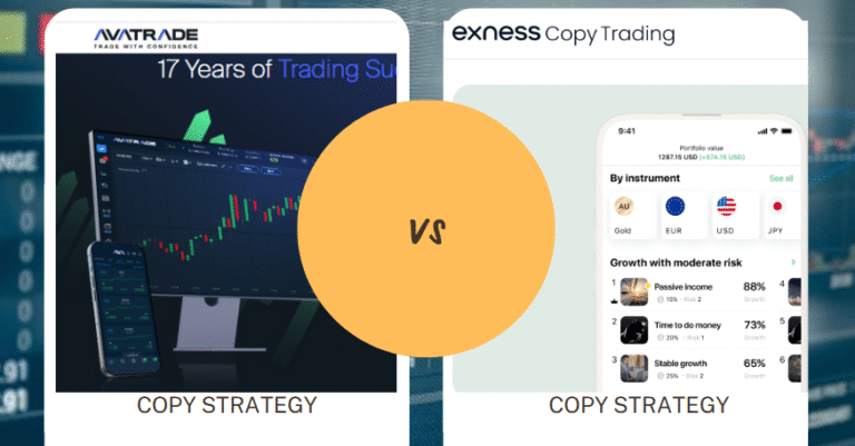 AvaTrade copy strategy vs Exness copy strategy on dual monitors