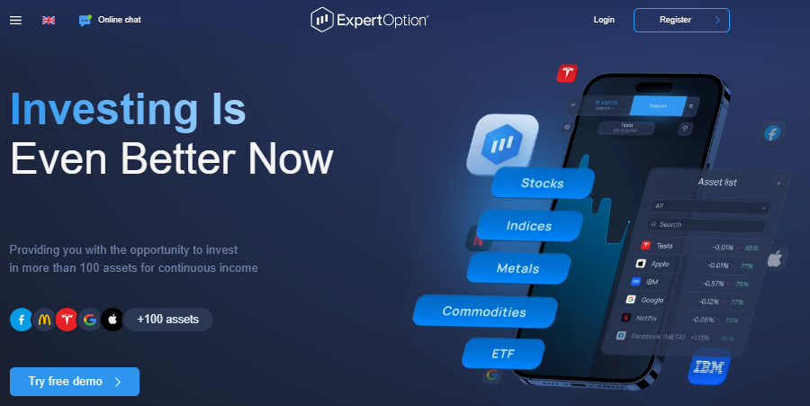 Expert options landing page